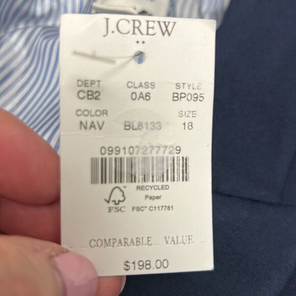 J. Crew Factory BP095 Navy Blue Cotton-blend two-button blazer size 18 NWT flaw - Picture 6 of 12